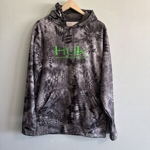 Huk Hoodie Mens Medium Camo Kryptek Typhon Performance Fishing Scales Sweatshirt